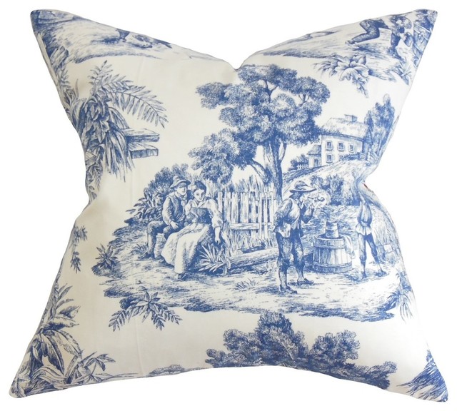 Evlia Toile Etoile Pillow Blue - Farmhouse - Decorative Pillows - by The Pillow Collection