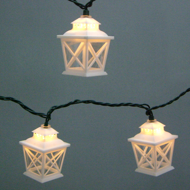 Garden Treasures White Mini Bulb Crisscross Lantern Patio String Lights - Contemporary - Outdoor ...