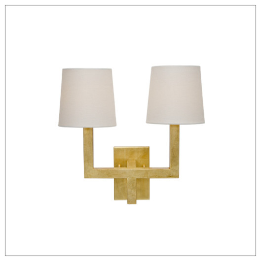 Worlds Away Kennedy 2 Arm Wall Sconce, Gold Leaf - Contemporary - Wall Sconces - by Matthew Izzo