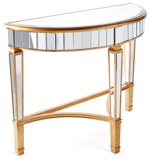 Isadora HalfMoon Table, Gold Contemporary Console Tables by One