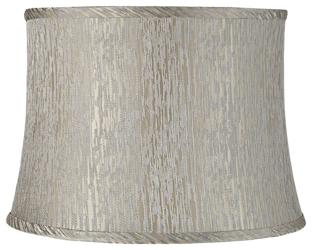 Gray Lines on Taupe Drum Lamp Shade 14x16x11.5 (Spider) Contemporary Lamp Shades