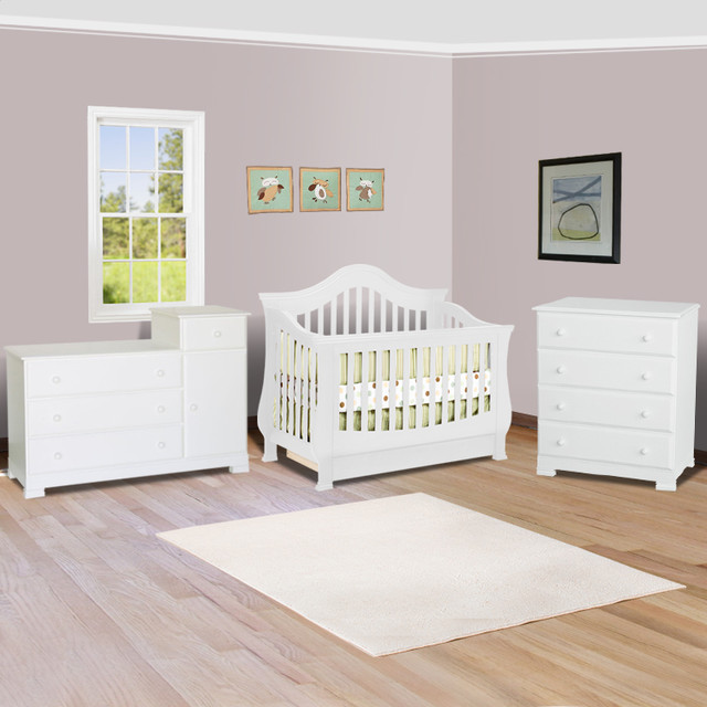 Ashbury Sleigh Convertible Crib in White Midcentury Cribs other