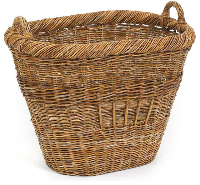 French country rattan collectors basket Contemporary Baskets by Origin Crafts