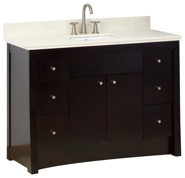 Birch WoodVeneer Vanity Set, Distressed Antique Walnut, 48"x18.5