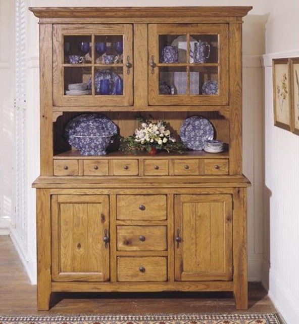 Broyhill Attic Heirlooms China Door Hutch and Base in Natural Oak 539765SH Rustic China