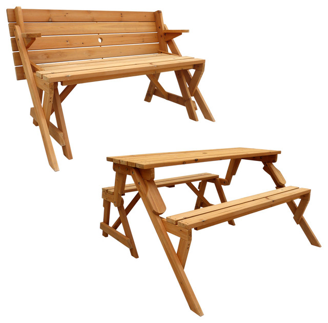 Convertible Picnic Table/Garden Bench Rustic Outdoor Benches by