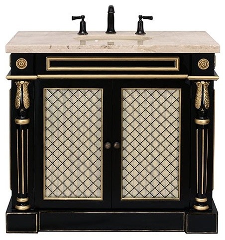 Black And Gold Vellagio Classico Bath Vanity, Ivory Front / Cream ...