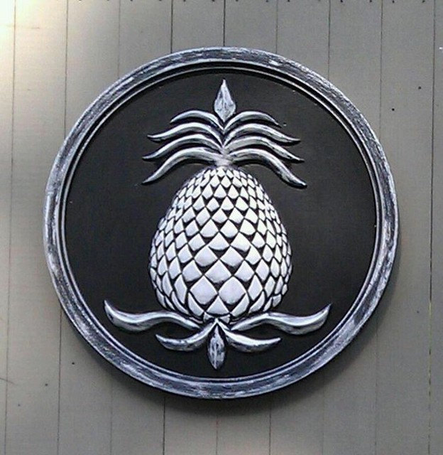 Pineapple Garden Plaque Outdoor Decor Boston by Marie Ricci