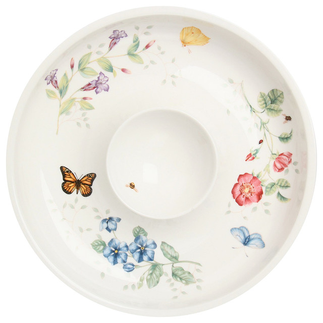 Lenox Butterfly Meadow Chip and Dip Serving Bowl Traditional Chip