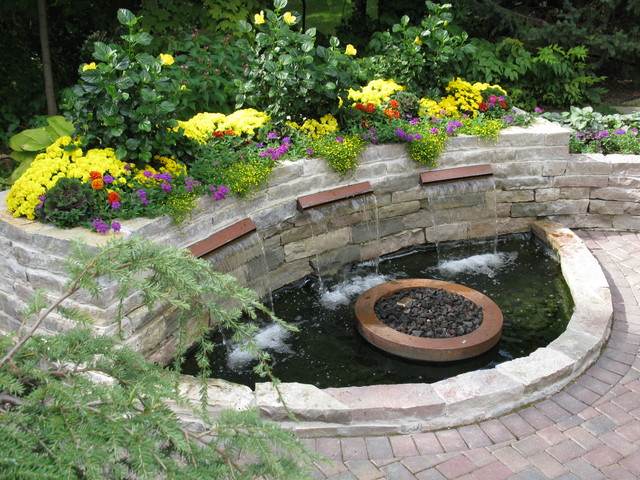 Backyard Patio with Water Feature - Traditional - Patio ...