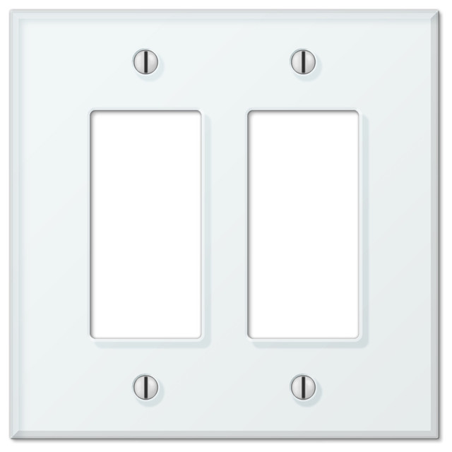 Glass Tile White Acrylic 2Rocker Wall Plate Contemporary Switch