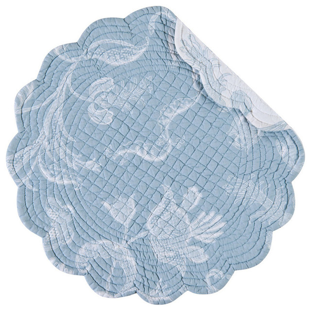Elisa Lace Blue Round Placemat Traditional Placemats by Simply