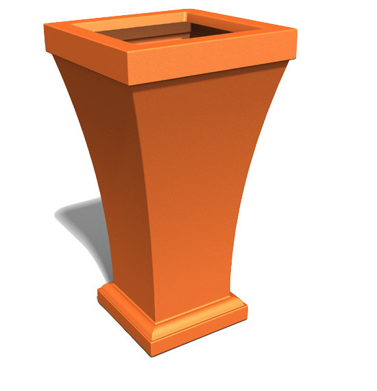Bordeaux Tall Planter Coral Orange, Large Contemporary Outdoor