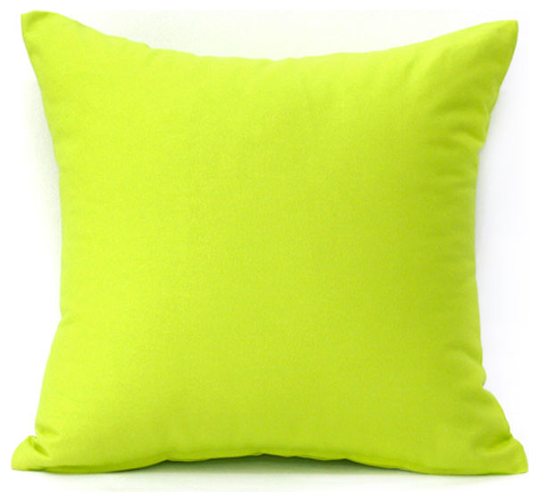 Solid Lime Green Accent Throw Pillow Cover 16x16 Contemporary