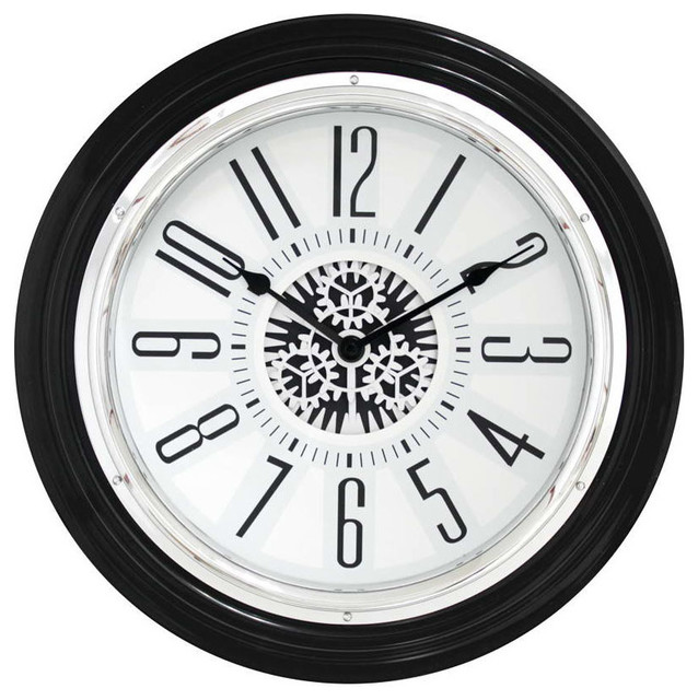 Quartz Motion Rotating Gear Clock, Black, 15" Industrial Wall