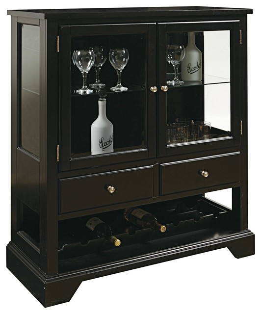 Black Finish / Glass Doors Wine Contemporary Wine And Bar