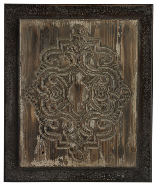 Old World Carved Wood Panel Wall Decor - Rustic - Wall Sculptures - by