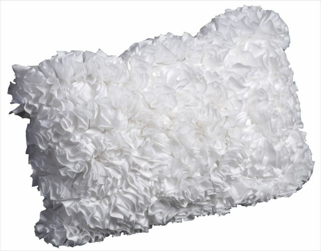 Mina Victory Lifestyle White Ruffle Textured Throw Pillow (12 x 18