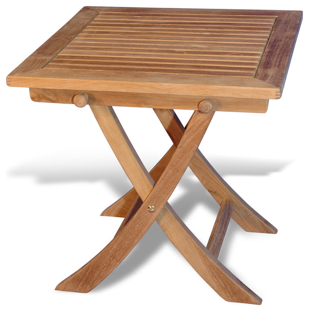 Teak Side Square Folding Table  Traditional  Outdoor 