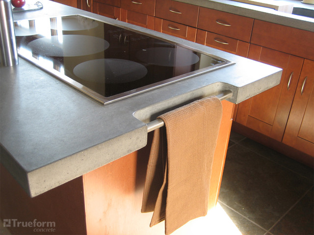 Dark Gray Concrete Kitchen Countertop Contemporary Kitchen New York By Trueform Concrete