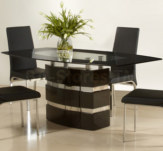 Xenia Boat Shape Glass Top Dining Table
