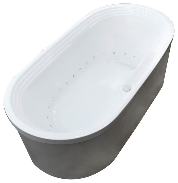 Lucien 34 x 67 Oval Freestanding Air Jetted Bathtub with Center Drain
