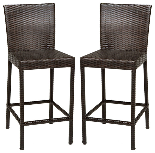 2 Classic Barstools w/ Back Tropical Outdoor Bar Stools And Counter