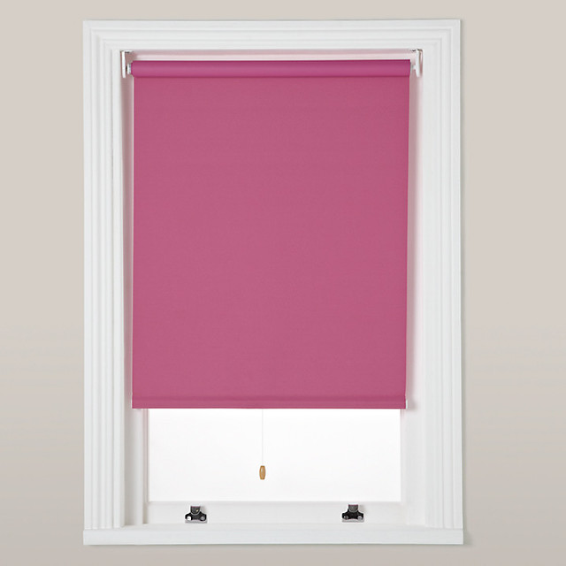 Plain Blackout Roller Blind, Pink Modern Roller Blinds by John Lewis
