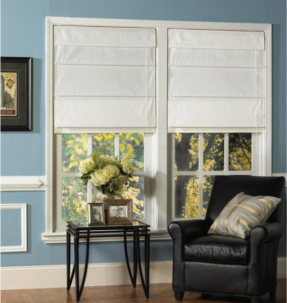 Snow White Thermal Fabric Roman Shades Contemporary Roman Blinds