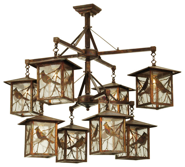 Meyda Lighting 42" W Seneca Song Bird 8 Lt Lantern Chandelier Rustic