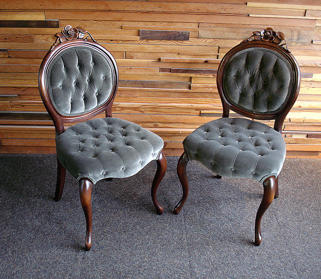 A delicate balance Victorian buttontufted velvet covered chairs