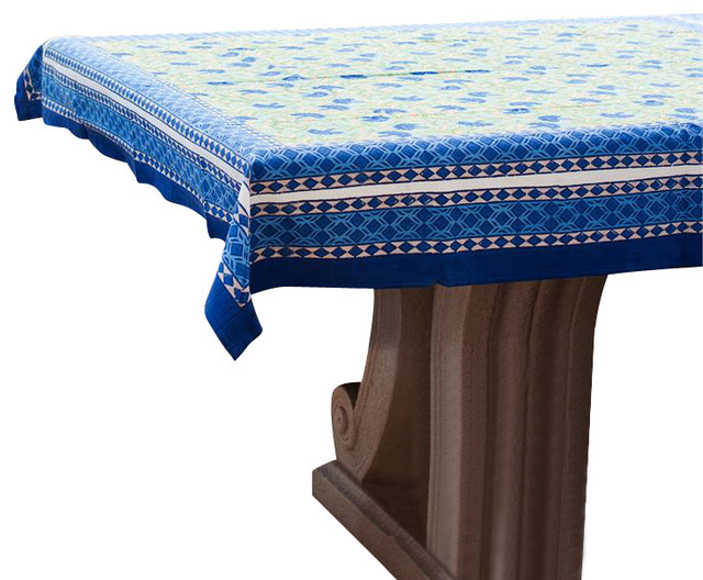 Large Rectangle Tablecloth 70" x 108", 70" X 108", Blue Cornflower Mediterranean Tablecloths
