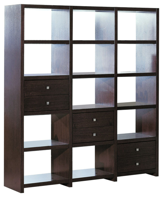 Bisect Room Divider With Six Adjustable Storage Drawers In Wenge