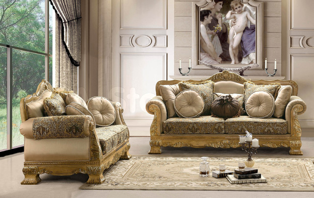 Traditional Upholstered 2 PC Sofa Set Sofa and Loveseat 