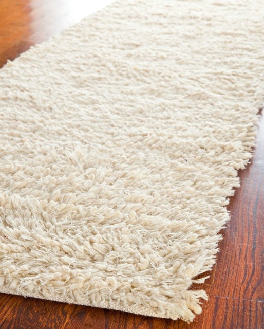 Shag Shag Hallway Runner 2'3"x6' Runner Ivory Area Rug Modern Hall