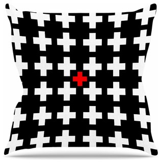 Suzanne Carter "Swiss Cross" Black White Throw Pillow, 20"x20 