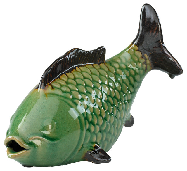 Descending Koi Fish Statue Beach Style Decorative Objects And