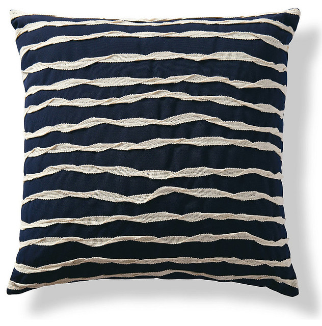 Twisted Ribbon Navy Outdoor Pillow - Traditional - Outdoor Cushions And Pillows - by FRONTGATE