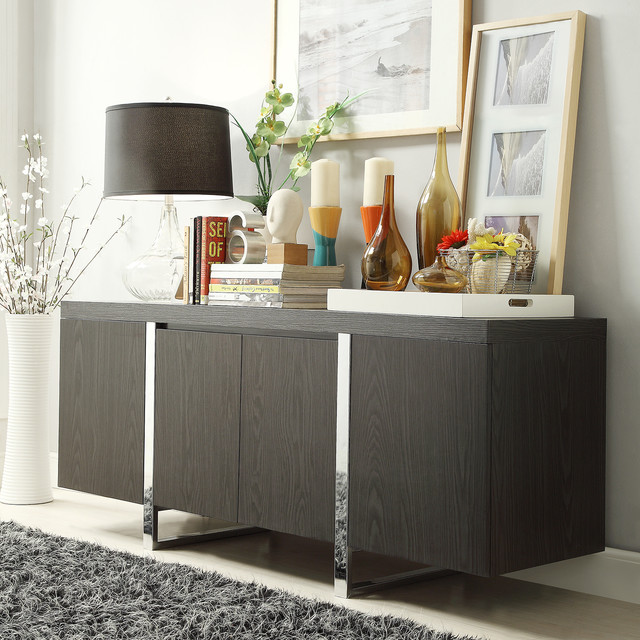 INSPIRE Q Buona Dark Grey/ Brown Metal Band Sideboard Storage Buffet