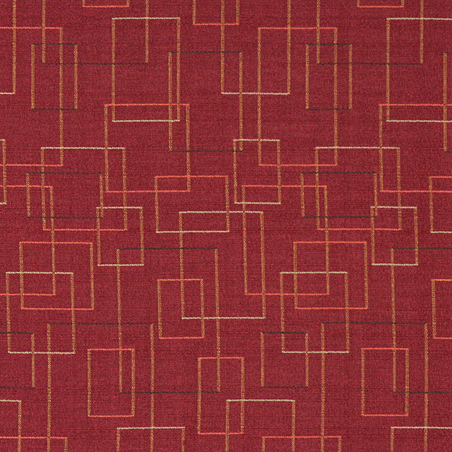 Burgundy Salmon Green Geometric Squares Durable Upholstery Fabric By The Yard Contemporary