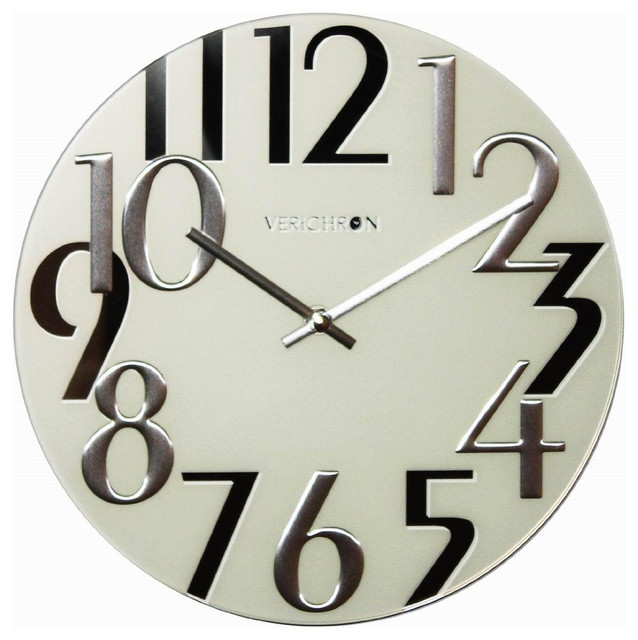 Verichron Mirrored Numbers Clock Contemporary Wall Clocks by Mid Mod