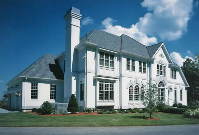 European stucco with copper accents Traditional