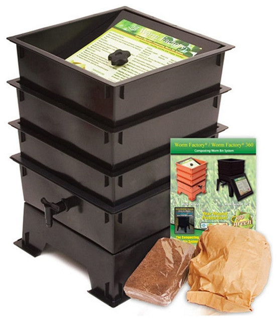 Black Plastic 3Tray Worm Composting Bin Composter With Compost Tea