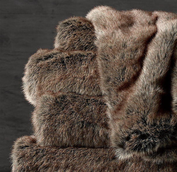 Luxe Faux Fur Throw, Coyote Traditional Throws by Restoration