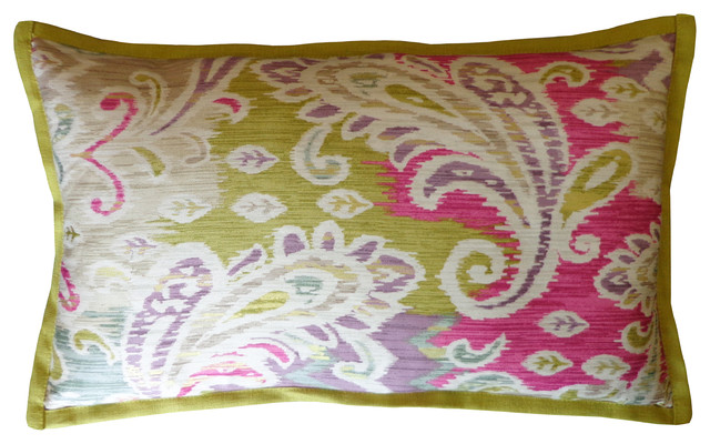 Passion Green And Pink Pillow, Small - Transitional - Decorative Pillows - by Jiti