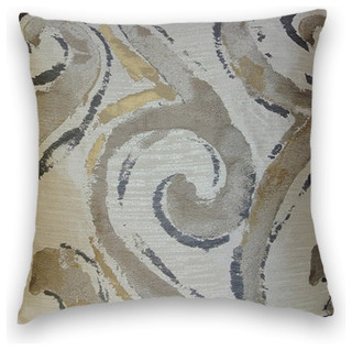 Grey Beige Gold Abstract Throw, 18x18 Pillow Cover with Insert - Traditional - Decorative ...