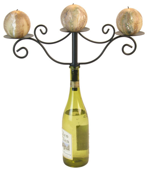 Wrought Iron Attachable Three Candle Holder Wine Bottle Chandelier