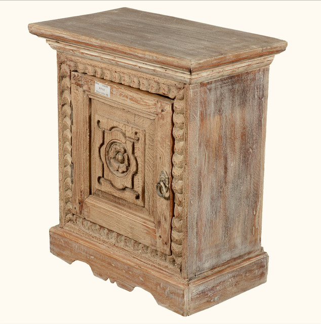Winter White Primrose Reclaimed Wood Night Stand End Table Eclectic Nightstands And