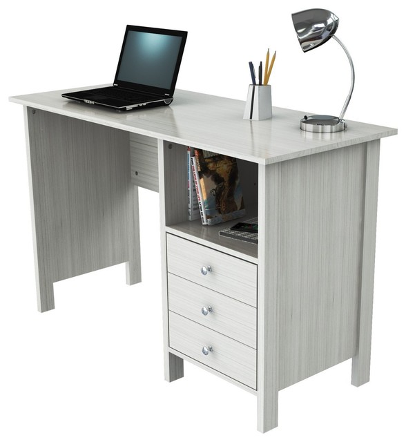 Inval Melamine Desk, White Contemporary Desks And Hutches by