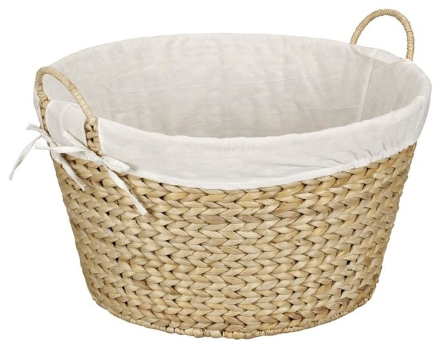 Banana Leaf Round Laundry Basket in Natural Farmhouse Hampers by